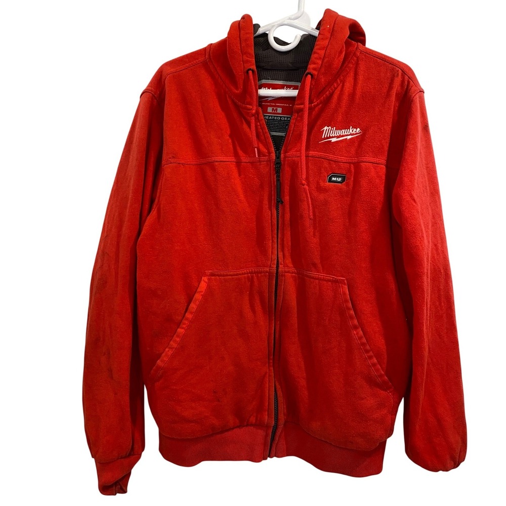 Milwaukee M12 Heated Gear Mens Medium Red Full Zip Thermal Hoodie Jacket No Batt